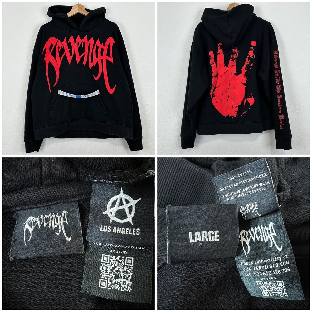 Official Revenge Kill Hand Hoodie Sz Large Xxxtentacion Puff Print Puff Paint
